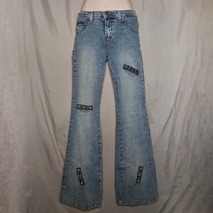 Y2k TAOS Woman Jeans Light Wash Flare